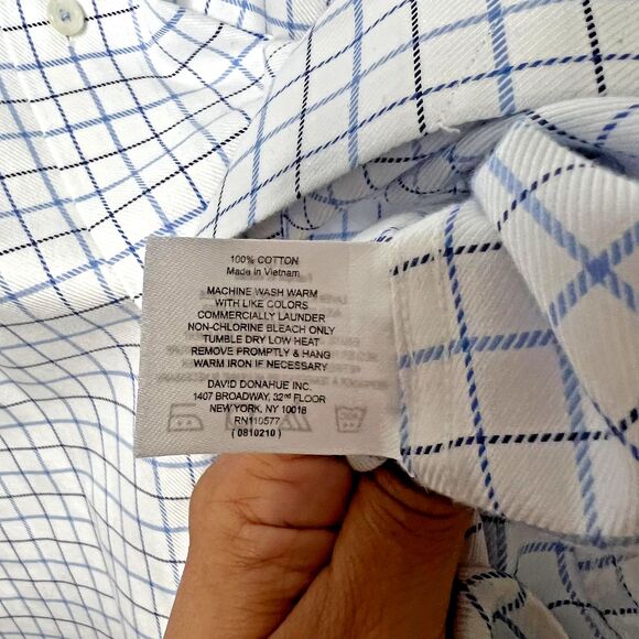 David Donahue Luxury Non-Iron Trim Fit Dress Shirt 100% Cotton - Picture 8 of 10